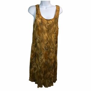 Vintage 90s Deadstock Womens Abstract Mini Dress L Earth Tone Indie Artsy Boho